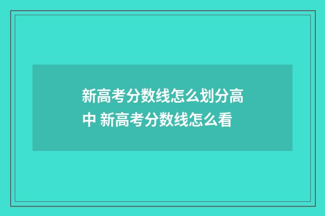 新高考分数线怎么划分高中 新高考分数线怎么看