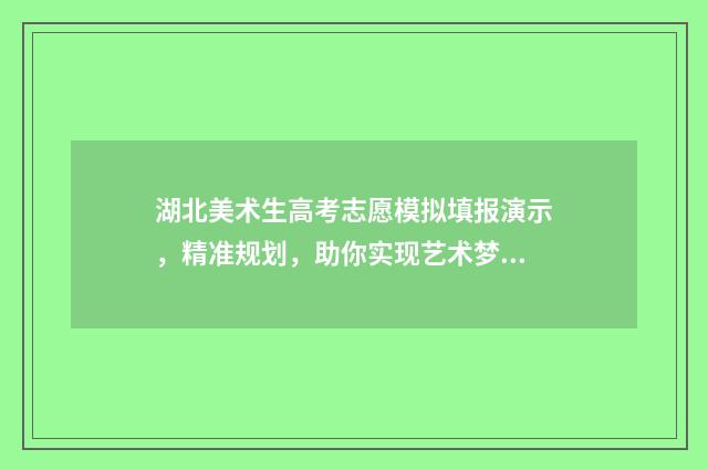 湖北美术生高考志愿模拟填报演示，精准规划，助你实现艺术梦想！ 湖北美术生高考分数线
