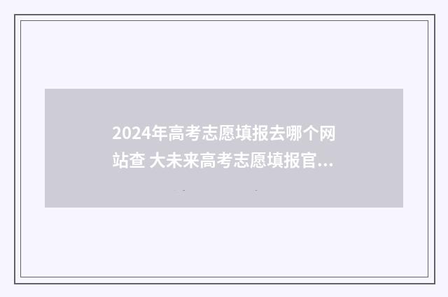 2024年高考志愿填报去哪个网站查 大未来高考志愿填报官网