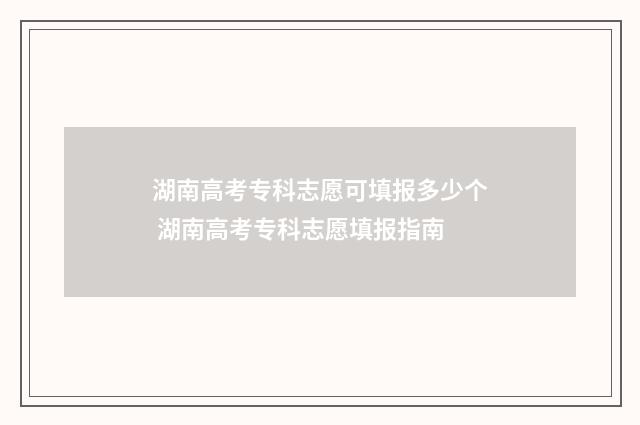 湖南高考专科志愿可填报多少个 湖南高考专科志愿填报指南
