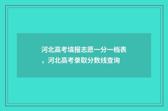 河北高考填报志愿一分一档表,河北高考录取分数线查询