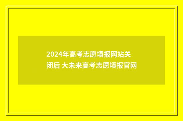 2024年高考志愿填报网站关闭后 大未来高考志愿填报官网