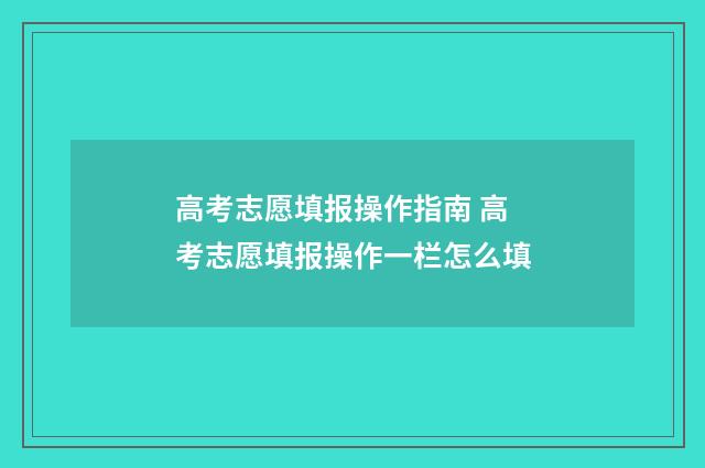高考志愿填报操作指南 高考志愿填报操作一栏怎么填