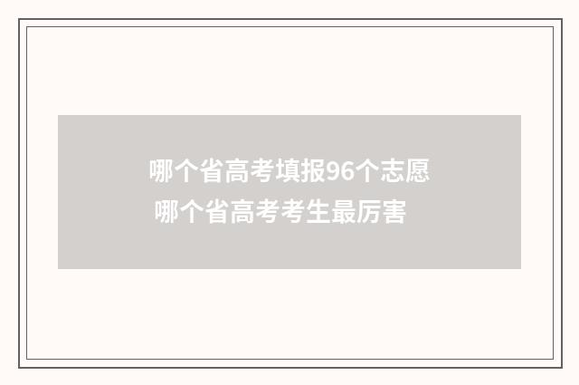 哪个省高考填报96个志愿 哪个省高考考生最厉害