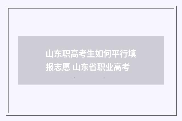 山东职高考生如何平行填报志愿 山东省职业高考