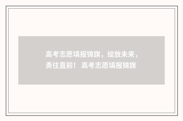高考志愿填报锦旗，绽放未来，勇往直前！ 高考志愿填报锦旗