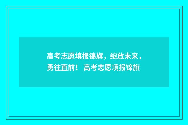 高考志愿填报锦旗，绽放未来，勇往直前！ 高考志愿填报锦旗