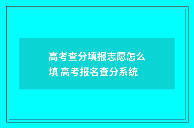 高考查分填报志愿怎么填 高考报名查分系统