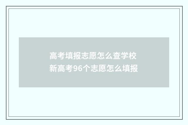 高考填报志愿怎么查学校 新高考96个志愿怎么填报