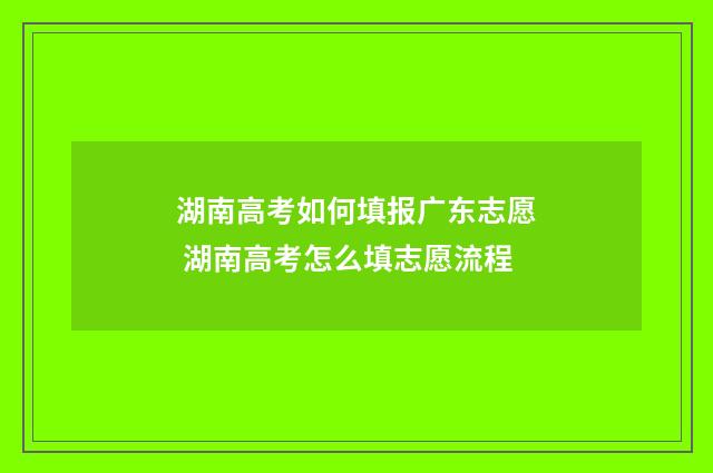 湖南高考如何填报广东志愿 湖南高考怎么填志愿流程