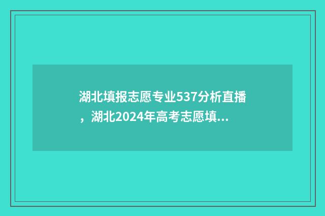 湖北填报志愿专业537分析直播，湖北2024年高考志愿填报直播 湖北填报志愿专业代码