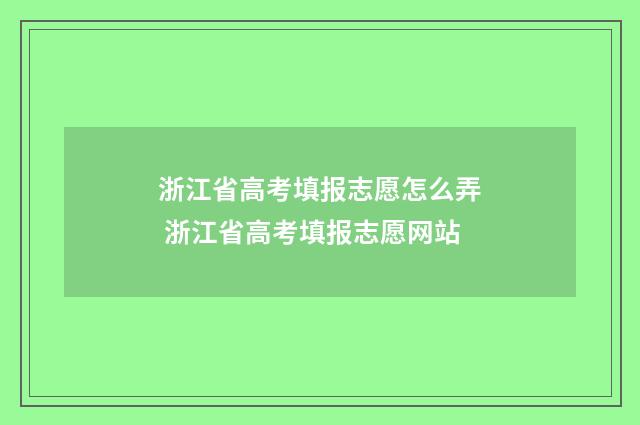 浙江省高考填报志愿怎么弄 浙江省高考填报志愿网站