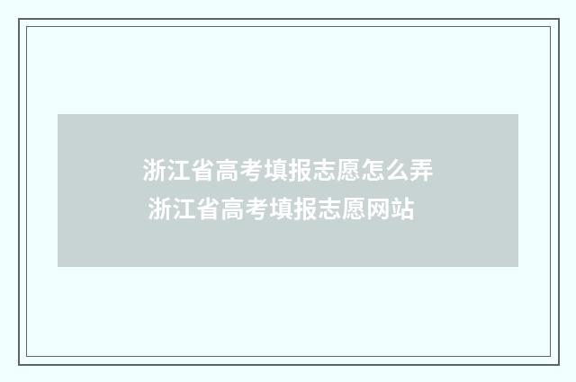 浙江省高考填报志愿怎么弄 浙江省高考填报志愿网站