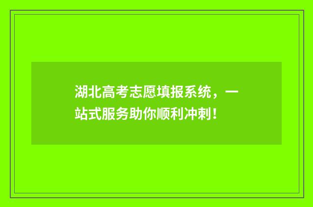 湖北高考志愿填报系统，一站式服务助你顺利冲刺！