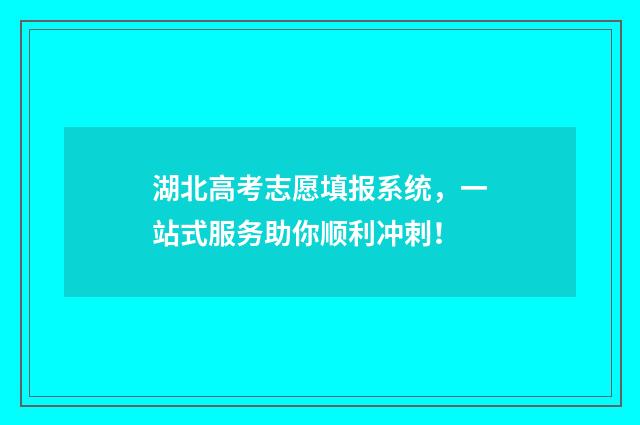 湖北高考志愿填报系统,一站式服务助你顺利冲刺!