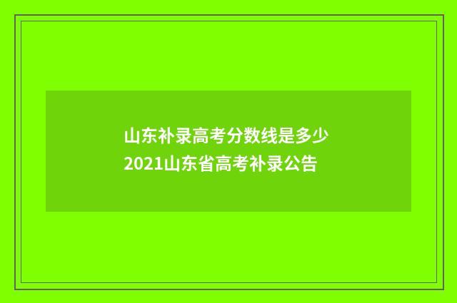 山东补录高考分数线是多少 2021山东省高考补录公告
