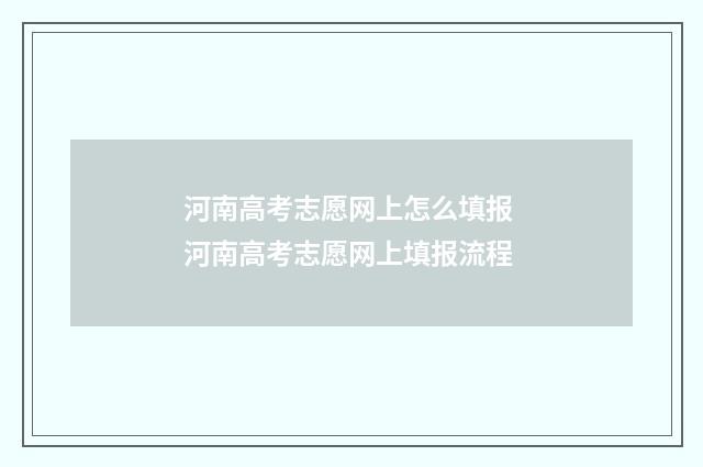 河南高考志愿网上怎么填报 河南高考志愿网上填报流程