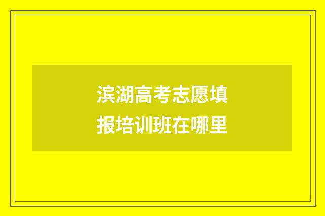 滨湖高考志愿填报培训班在哪里