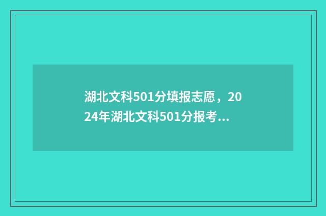 湖北文科501分填报志愿，2024年湖北文科501分报考院校及专业推荐 湖北文科580分