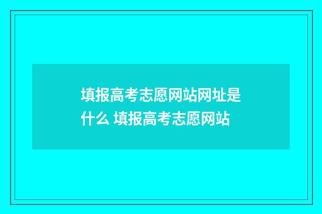填报高考志愿网站网址是什么 填报高考志愿网站