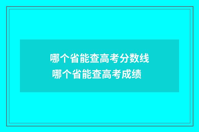 哪个省能查高考分数线 哪个省能查高考成绩