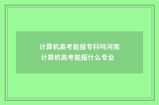 计算机高考能报专科吗河南 计算机高考能报什么专业