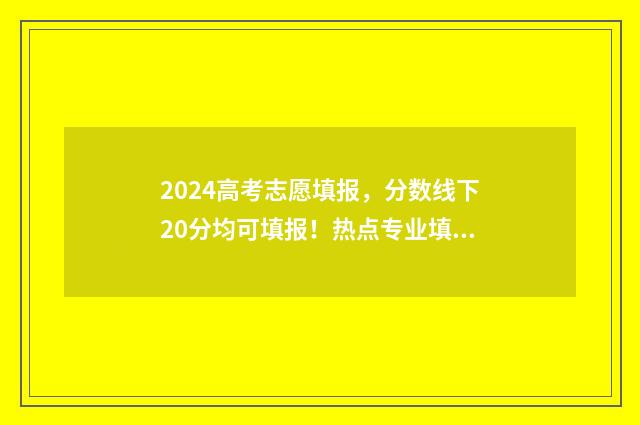 2024高考志愿填报,分数线下20分均可填报!热点专业填报建议+各大高校专业组志愿填报方案 2024单招志愿填报