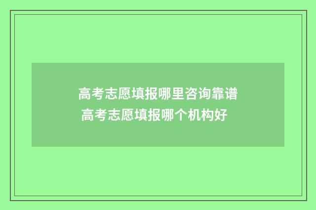 高考志愿填报哪里咨询靠谱 高考志愿填报哪个机构好