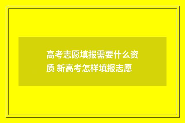 高考志愿填报需要什么资质 新高考怎样填报志愿