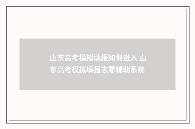 山东高考模拟填报如何进入 山东高考模拟填报志愿辅助系统