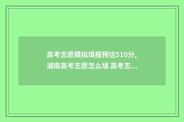 高考志愿模拟填报预估510分,湖南高考志愿怎么填 高考志愿模拟填报怎么填报的