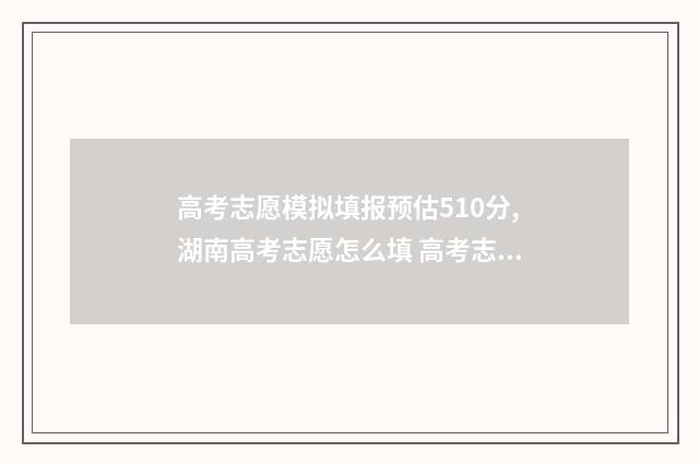高考志愿模拟填报预估510分,湖南高考志愿怎么填 高考志愿模拟填报怎么填报的