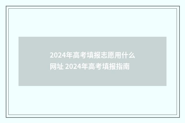 2024年高考填报志愿用什么网址 2024年高考填报指南