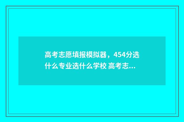 高考志愿填报模拟器，454分选什么专业选什么学校 高考志愿填报模拟