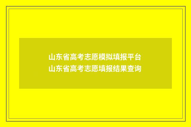 山东省高考志愿模拟填报平台 山东省高考志愿填报结果查询