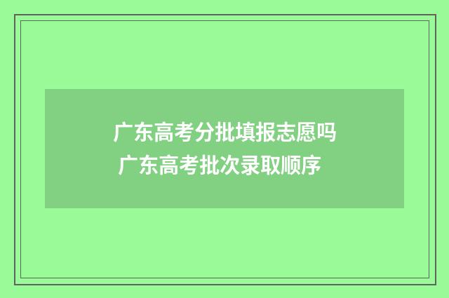 广东高考分批填报志愿吗 广东高考批次录取顺序