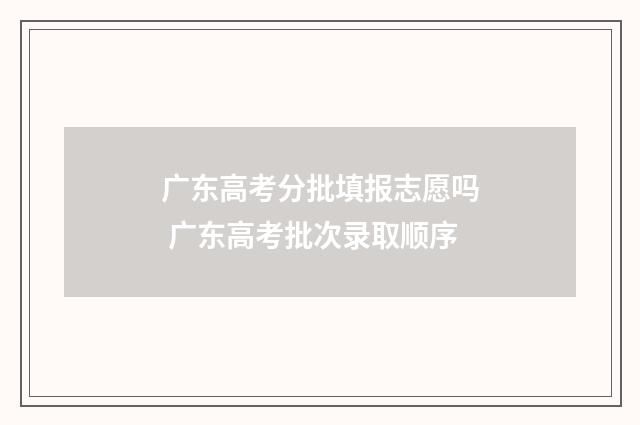 广东高考分批填报志愿吗 广东高考批次录取顺序