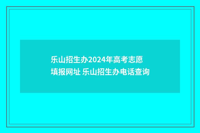 乐山招生办2024年高考志愿填报网址 乐山招生办电话查询