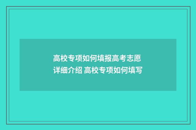 高校专项如何填报高考志愿 详细介绍 高校专项如何填写