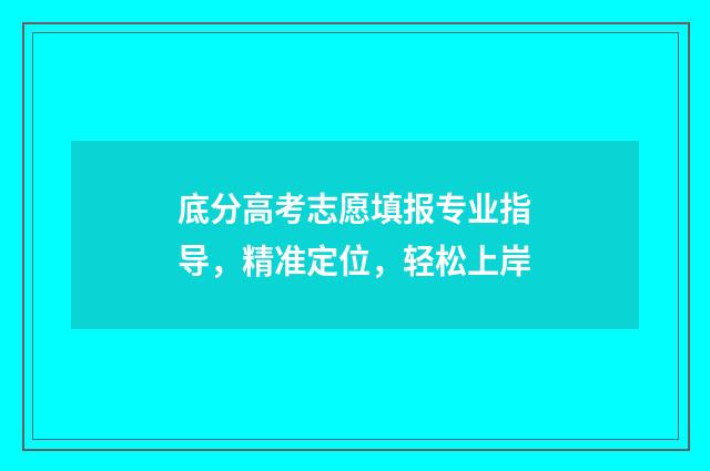 底分高考志愿填报专业指导，精准定位，轻松上岸