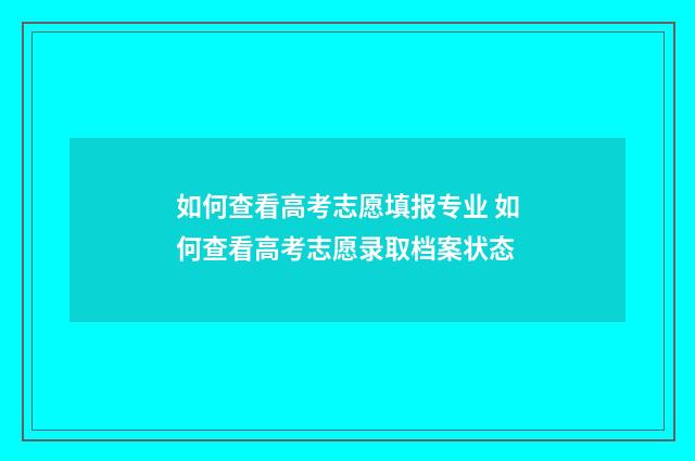 如何查看高考志愿填报专业 如何查看高考志愿录取档案状态
