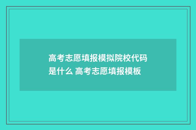 高考志愿填报模拟院校代码是什么 高考志愿填报模板