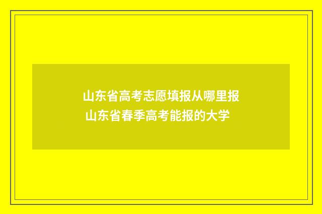 山东省高考志愿填报从哪里报 山东省春季高考能报的大学
