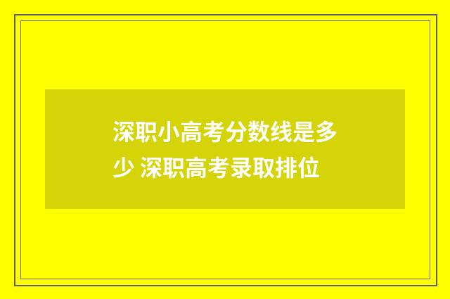 深职小高考分数线是多少 深职高考录取排位