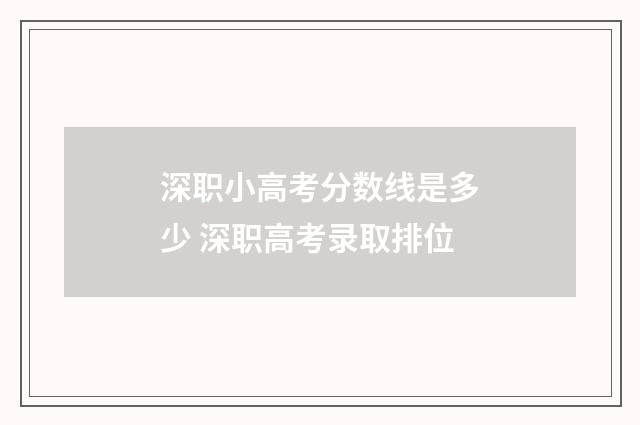深职小高考分数线是多少 深职高考录取排位