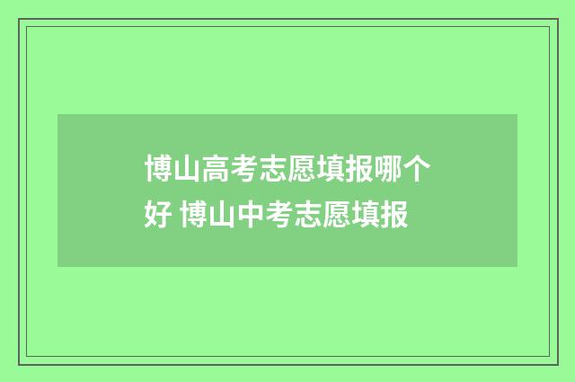 博山高考志愿填报哪个好 博山中考志愿填报