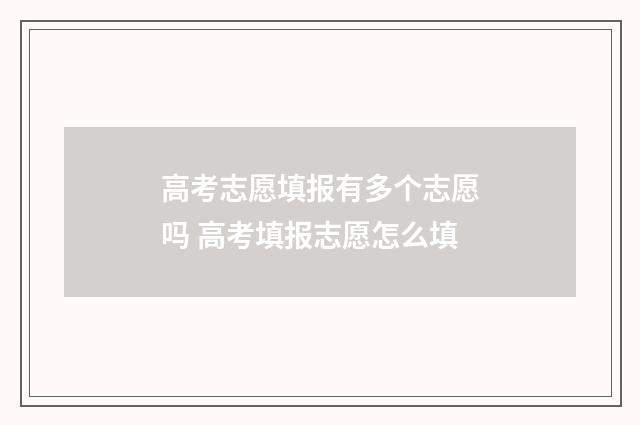 高考志愿填报有多个志愿吗 高考填报志愿怎么填