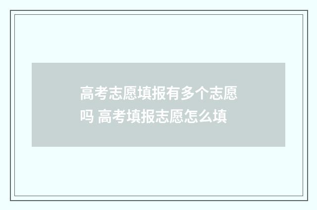 高考志愿填报有多个志愿吗 高考填报志愿怎么填