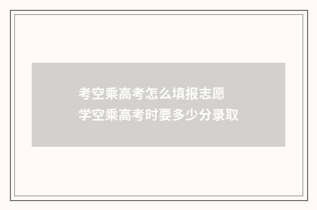 考空乘高考怎么填报志愿 学空乘高考时要多少分录取