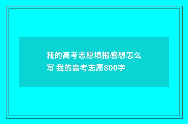 我的高考志愿填报感想怎么写 我的高考志愿800字